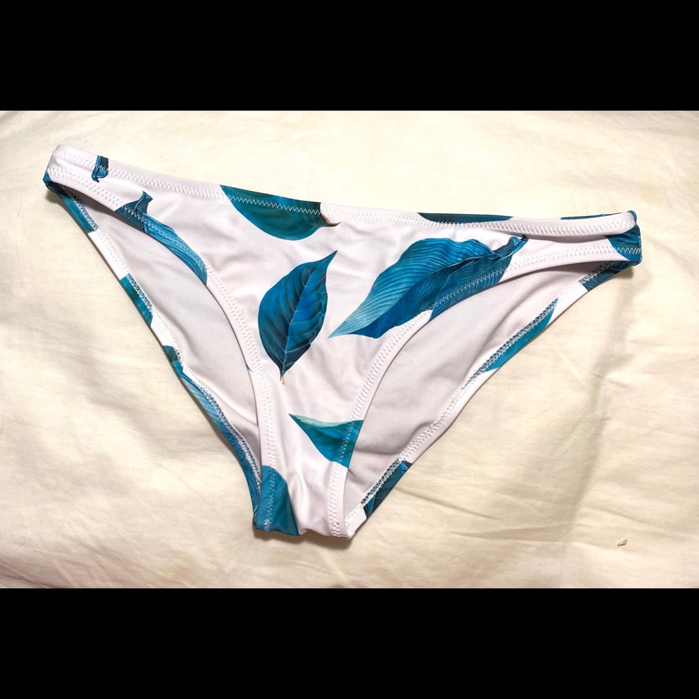 Teal leaf print bikini bottoms size small